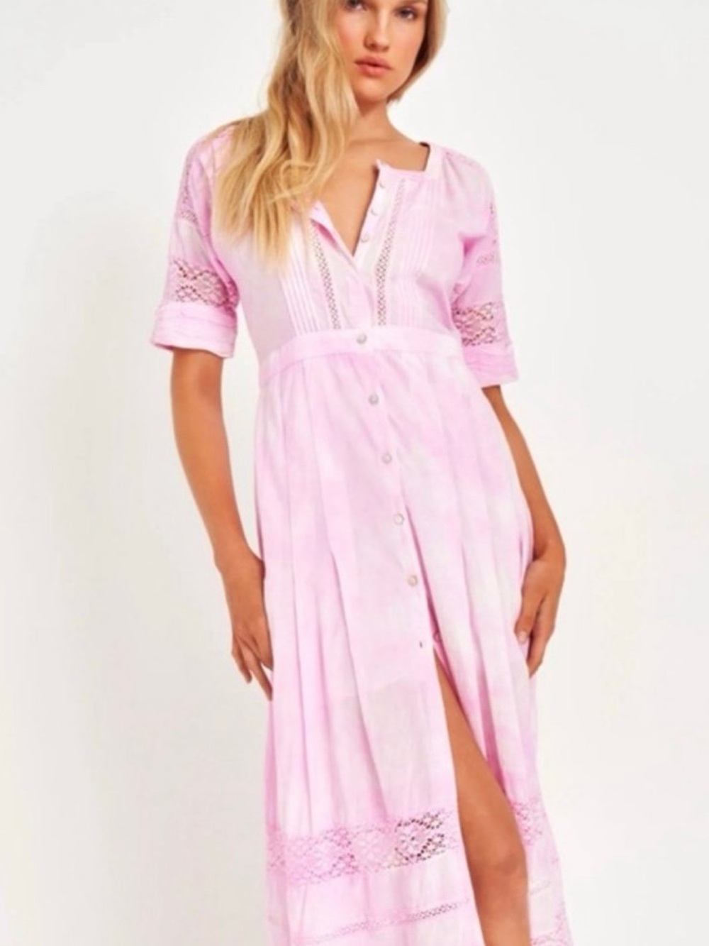 NWOT LoveShackFancy Minka Pink Tie Dye Maxi Dress Size L